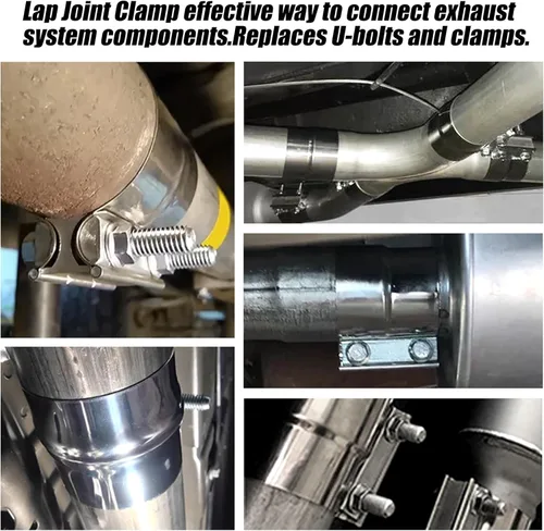 Vista 6 de Abrazadera de escape de 2.0 pulgadas, acoplador de manguito de abrazadera de banda de escape de acero inoxidable (1 unidad)