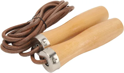 Vista 4 de Rope Skipping Rope, Workout Rope with Wooden Handle Cowhide for Fitness Portable Exercise HIIT Aerobic Training