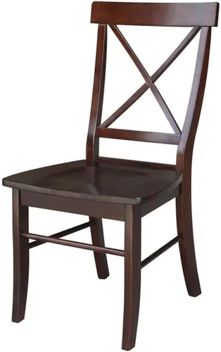 Vista 4 de International Concepts - Silla de respaldo en X, con asiento de madera maciza, Java