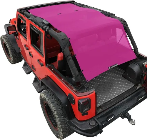 Vista 94 de Shadeidea - Parasol para vehículo Jeep Wrangler JK (2007-2018) de 2 puertas, delantero y trasero, pantalla de malla color negro, cubierta