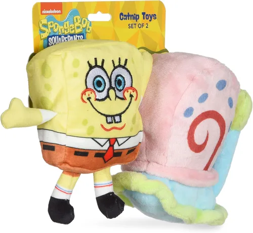 Vista 4 de SPONGEBOB SQUAREPANTS for Pets 2pc Cat Toy Collection, Spongebob and Gary Plush Toys Infused with Catnip Official Nickelodeon Pet Products