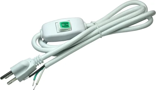 Vista 4 de Cable Powe de repuesto resistente de calibre 18 de 6 pies con interruptor de encendido/apagado de luz indicadora verde, 10A125V 18AWG blanco