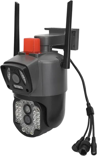 Cámara de seguridad de doble lente al aire libre, 360 grados giratoria 1080P impermeable cámara de seguridad al aire libre para estanque de peces