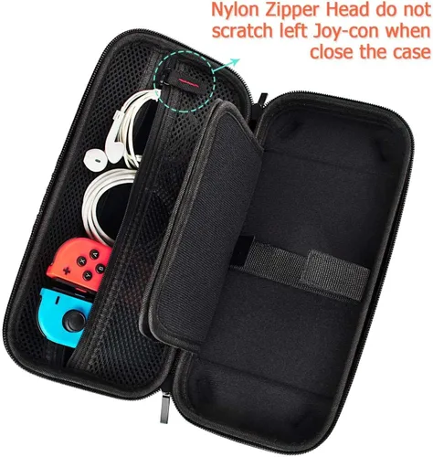 Vista 3 de Deruitu Funda de transporte para Switch compatible con Nintendo SwitchSwitch OLED - Adaptador de cargador de CA - con 20 cartuchos de juego carcasa