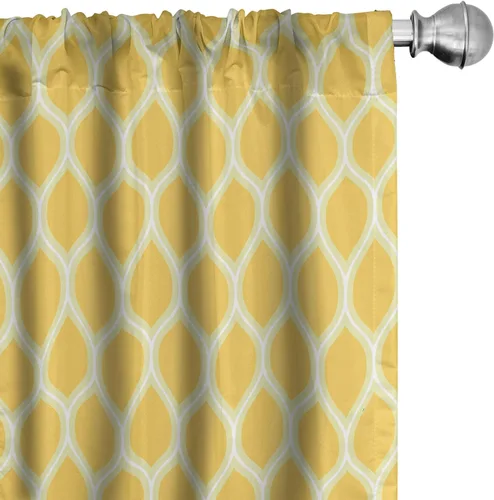 Lunarable Abstract Window Curtains, Vintage Inspired Geometric Pattern of Ogee Shape Motif, Lightweight Decor 2-Panel Set with Rod Pocket, Pair of -