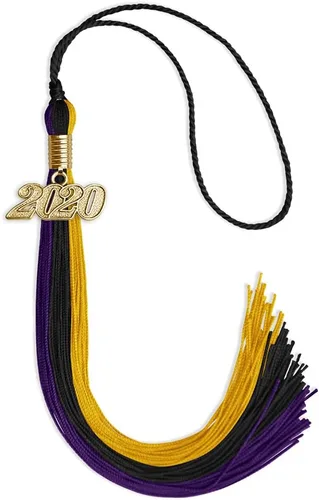 Vista 16 de Endea - Borla de graduación de triple color con gota de fecha dorada (negro/dorado/granate, 2020)