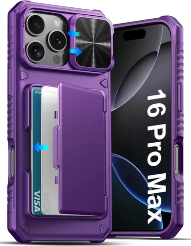 Vista 46 de ATATOO Funda tipo cartera para iPhone 16e, tarjetero integrado (3-5 tarjetas) y funda de cámara deslizante y bloqueo RFID, protección de grado Azul