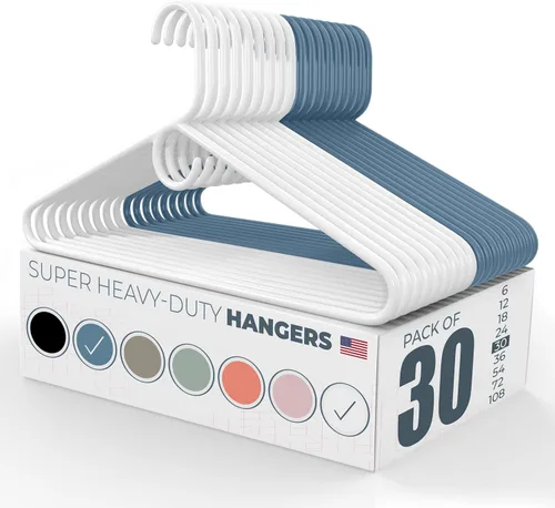 Vista 61 de Neaties Paquete de 6 perchas para ropa súper resistentes, fabricadas en los Estados Unidos, capacidad de 10 libras, perchas de plástico grueso