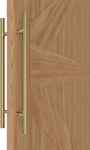 Vista 15 de Manijas Redondas de Titanio Dorado para Puerta de Granero 12"/24"/36"/48"/59", Tirar Empujar Manija Larga de Puerta Francesa de Doble Cara, Manijas