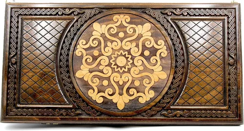 Vista 2 de Armenian BACKGAMMON WOODEN BOARD GAME Nardi Nardy checkers chess carving flowers Ornament hand made gift walnut wood table game