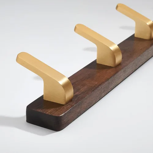 Vista 3 de Perchero montado en la pared, perchero colgante de entrada, riel para abrigos de metal y madera con 3 ganchos rústicos para abrigo, bufanda, bolsa