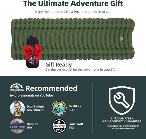 Vista 9 de Gear Doctors Ether - Colchoneta de dormir ultraligera de 17.5 onzas – Colchón de aire para mochilero – Colchón de camping – Colchoneta inflable