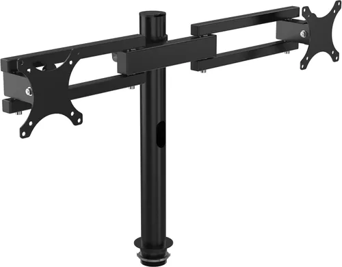 VERSADESK Soporte de monitor doble de acero resistente con brazos ajustables de altura – Se adapta a pantallas de 13 a 27 pulgadas – Soporte