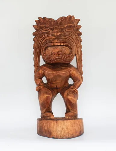 G6 Collection Escultura de estatua tribal primitiva de madera extra grande de 24 pulgadas, hecha a mano, tótem de barra tiki, hecho a mano, regalo