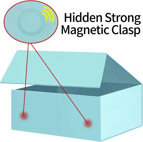 Vista 4 de LOMGWAYS Cajas de regalo para regalos 1 paquete de 8.6 x 7.3 x 3.5 pulgadas, caja de regalo con tapa y cierre magnético, viene con cintas doradas