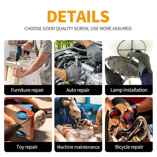 Vista 6 de Kit surtido de 520 piezas de acero de aleación M3 M4 M5 de grado 10.9, pernos, tornillos y tuercas con cabeza hexagonal y botón, juego completo