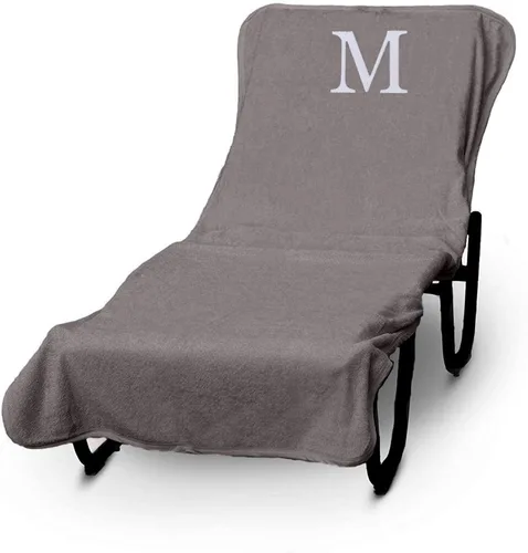 Vista 9 de Funda de lujo para tumbona de piscina con monograma de Hotel y Spa, bordado con letras en bloque - Extra absorbente 100% algodón turco - Rizo suave