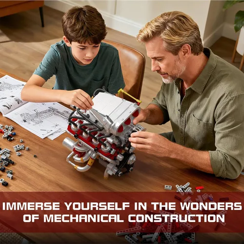 Vista 7 de Kit de Modelo de Motor V8, Kits de Construcción de Motor Modelo Funcional para Adultos y Niños de 8-14+, Construye Tu Propio Motor de Automóvil STEM