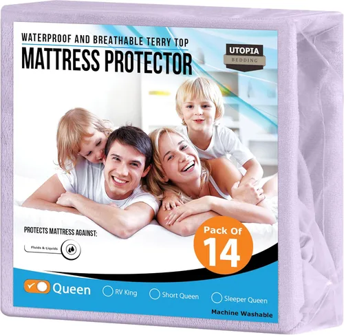 Vista 52 de Utopia Bedding – Protector impermeable de colchón tamaño individual, funda de colchón de terry premium de 200 GSM, transpirable, estilo ajustado
