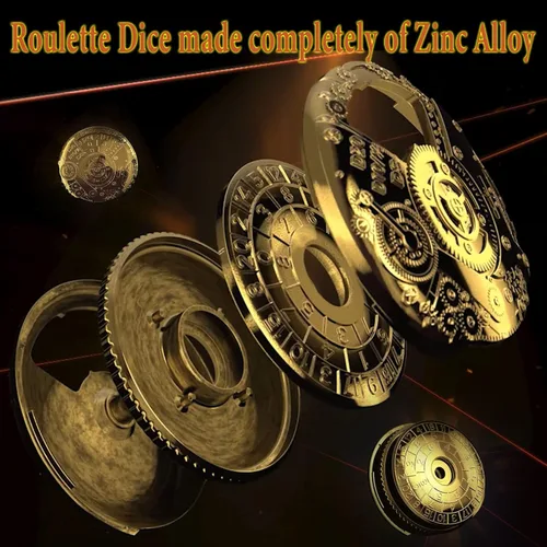 Vista 3 de Juego de dados de ruleta único de metal, mecánico, rodillo DND D & D, Steampunk Spinner D20 todo en uno D4 D6, D8, D10, D12 D100 para Dungeons and