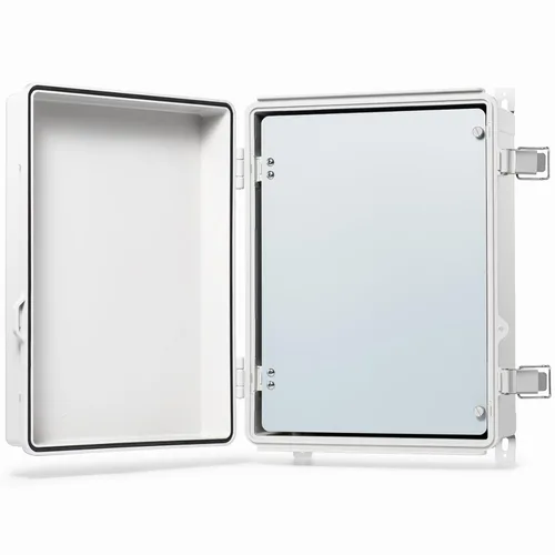 Vista 29 de QILIPSU - Caja de conexiones de acero inoxidable con tapa, bisagras y placa de montaje, universal, impermeable IP67, plástico ABS, gris, recinto