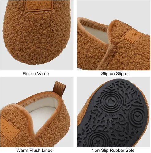 Vista 6 de L-RUN - Pantuflas de casa para niños pequeños y niñas, para interiores, calcetines calientes para niños