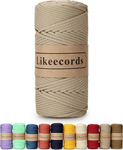 Vista 36 de Likeecords Cordón de macramé trenzado de poliéster de 0.157 in, 140 yardas, 426 pies, hilo elástico para bolsa de ganchillo para manualidades