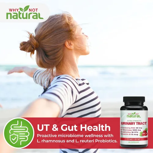 Vista 7 de Why Not Natural Píldoras UTI 5 en 1 con manosa D, extracto de arándano PAC, probióticos y vitamina D, fórmula de salud urinaria para mujeres