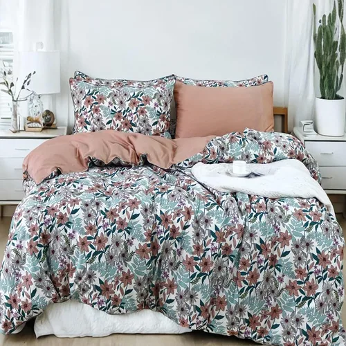 Vista 25 de Helthep Funda de edredón floral tamaño Queen, 100% algodón con estampado de hojas tropicales, funda de edredón botánica con estampado de árbol