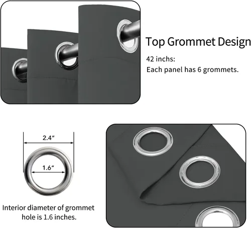 Vista 142 de Easy-Going - Cortinas opacas para dormitorio, aislamiento térmico sólido con ojales, cortinas de ventana para reducción de ruido, cortinas