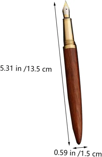 Vista 3 de Operitacx Elegante pluma estilográfica de madera estudiante escritura pluma caligrafía conjunto tinta color al azar