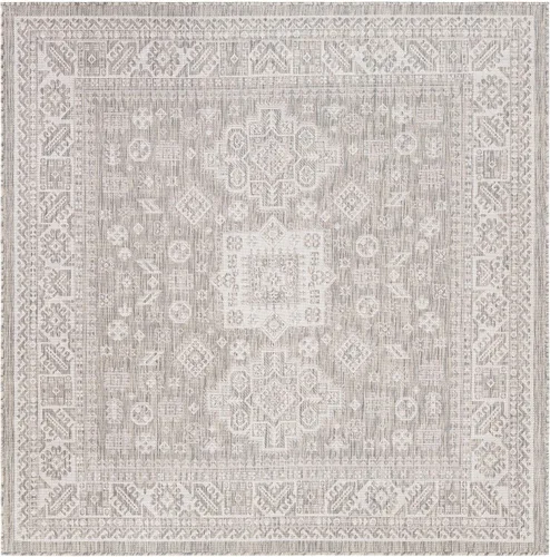 Vista 326 de Unique Loom Outdoor Aztec Collection Alfombra de área - Chalca (10 pies, redonda, azul/marfil)