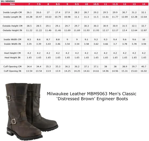 Vista 3 de Milwaukee Leather MBM9063 - Botas clásicas de ingeniero para hombre, color marrón envejecido, talla 9