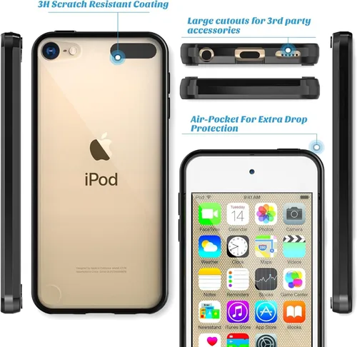 Vista 8 de ULAK Funda transparente compatible con iPod Touch 7/6/5 con 2 protectores de pantalla, [antiamarilleo] Funda protectora delgada y suave de TPU