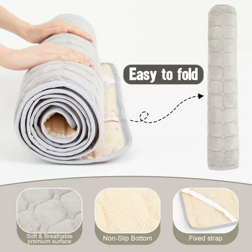 Vista 3 de Threehoney 2 Pack Cot Mattress Topper Pad Quilted Foam Camping Single Soft Portable Sleeping Topper with Storage Bag Waterproof Non-Slip Bottom for