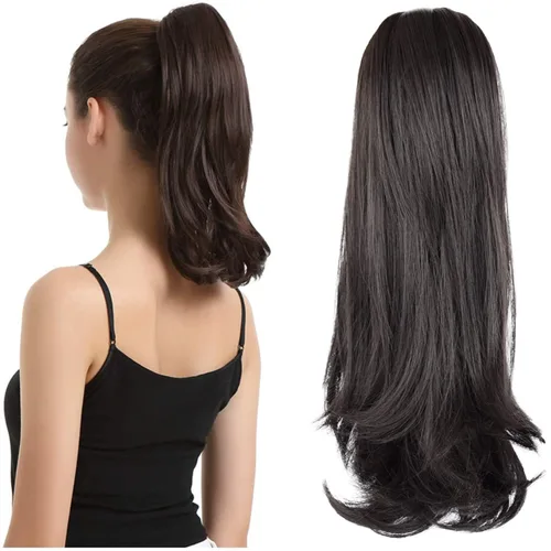 Vista 23 de BARSDAR Extensiones de cola de caballo con clip de garra, extensiones de cabello corto ondulado negro de 14 pulgadas para mujer, extensiones
