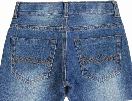 Vista 5 de Bienzoe Jeans de cintura ajustable para niños vaquero de cintura baja rasgada de algodón recto