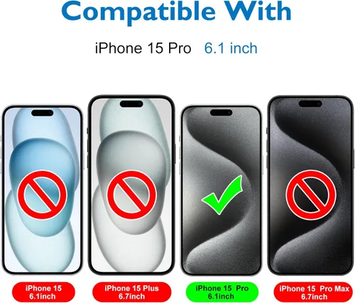 Vista 2 de Mothca Paquete de 2 protectores de pantalla de vidrio mate para iPhone 15 Pro [6.1 pulgadas] + 2 protectores de lente de cámara, antirreflejos