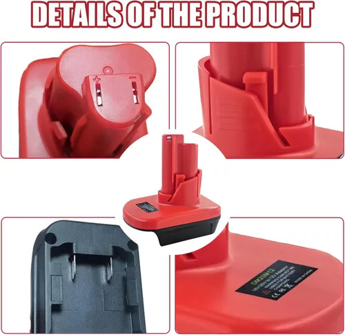 Vista 4 de para M18 a para adaptador de batería M12, para convertidor Milwaukee de 18 V a 12 V, convertidor para batería Milwaukee de 18 V a herramientas