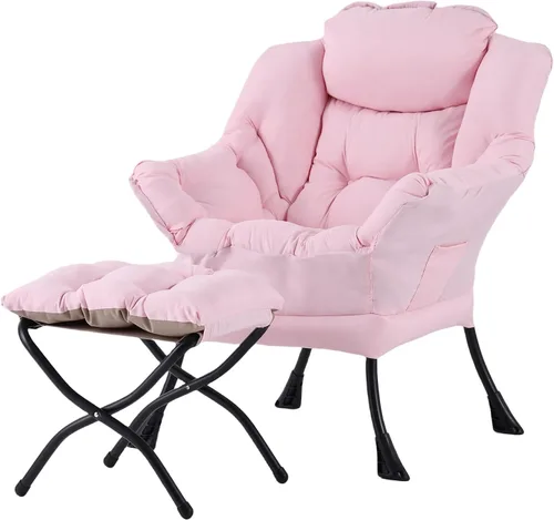 Vista 99 de Welnow Silla Lazy con otomana, moderna silla de descanso con reposabrazos y un bolsillo lateral, sillón para sofá de ocio, sillón de lectura