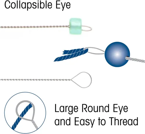 Vista 5 de The Beadsmith Basic Elements - Agujas de alambre trenzado – 4 piezas de varios tamaños – Agujas flexibles para cuentas – Ojo plegable redondo grande