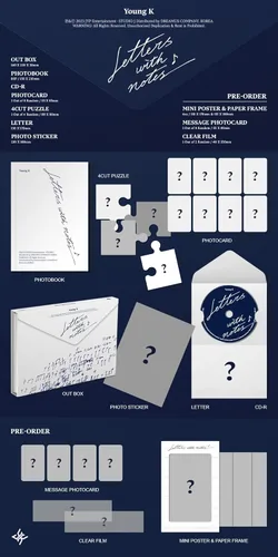 Vista 2 de DAY6 Young K Letters with notes 1st Album Standard Version CD+80p PhotoBook+1p PhotoCard+1ea 4Cut Puzzle+1ea Letter+1ea Photo Sticker+Tracking Sealed