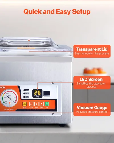 Vista 6 de VEVOR Chamber Vacuum Sealer 260W Sealing Power 10.2 Inch Sealing Length