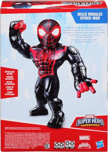 Vista 4 de Super Hero Adventures Playskool Heroes Mega Mighties Marvel Kid Arachnid, figura de acción coleccionable de 10 pulgadas, juguetes para niños a