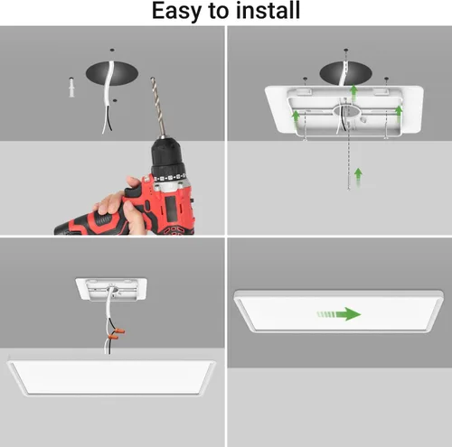 Vista 4 de zemty Luz LED de panel plano con control remoto de 22.8 x 7.8 pulgadas, 32 W, 3500 lúmenes, 3000 K-6500 K, temperatura de color ajustable, lámpara