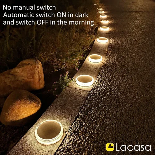 Vista 6 de Luces solares de cubierta, luz de muelle de entrada alimentada por energía solar al aire libre, impermeable, escalera, camino, lámpara LED de tierra