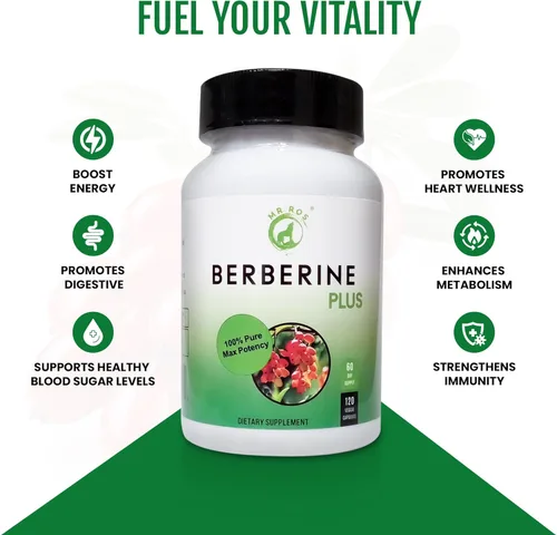 Vista 3 de Berberine Plus Cápsulas de 1200 mg – Cápsulas de suplemento de berberina HCl con jalea real – Suplemento de verduras de alta pureza y máxima