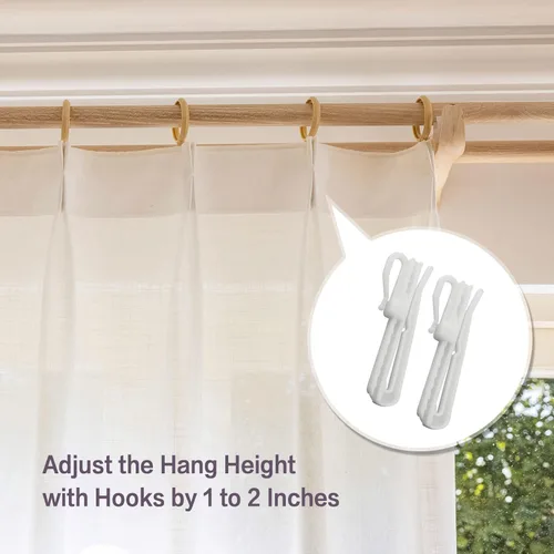 Vista 5 de Cortinas semitraslúcidas beige para sala de estar de 54 pulgadas de largo, paneles de ventana plisados con textura de lino para dormitorio, cortinas