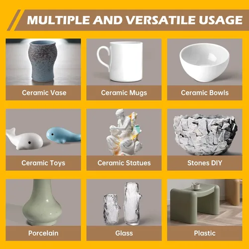 Vista 5 de Super pegamento líquido de cerámica, adhesivos de cianoacrilato instantáneo transparente para reparación de cerámica, apto para alimentos, pegamento