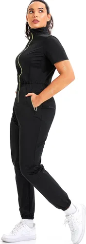 Vista 5 de Junlan Traje de Sauna para Mujer, Mono de Sudar con Cuello Redondo, Camisa de Atrapamiento de Calor para Mujer, para Entrenamiento y Deportes